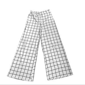 CAPELLA Women's Wide Leg Pants Size Large Plaid High Waist Soft Comfy Casual
